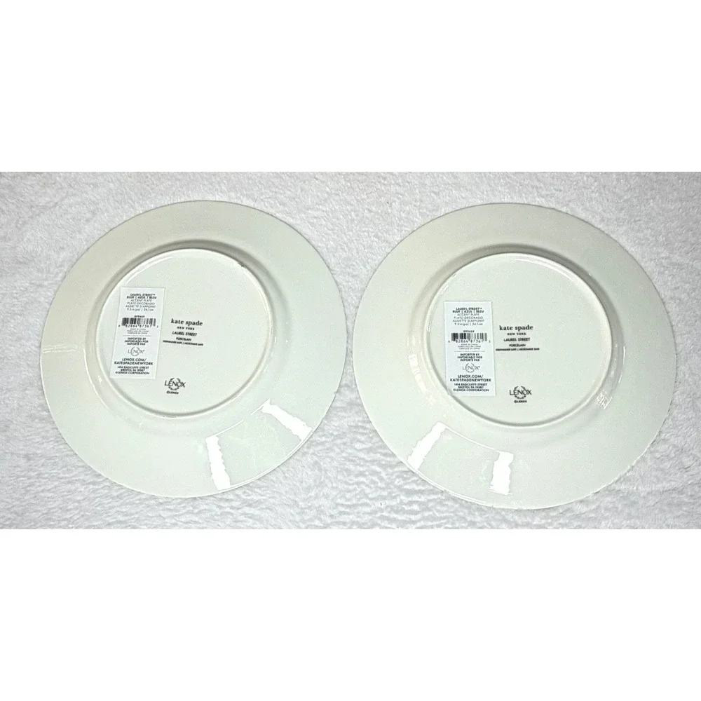 2 KATE SPADE Laurel Street Lenox Blue Stripe Salad Plates 9.5
